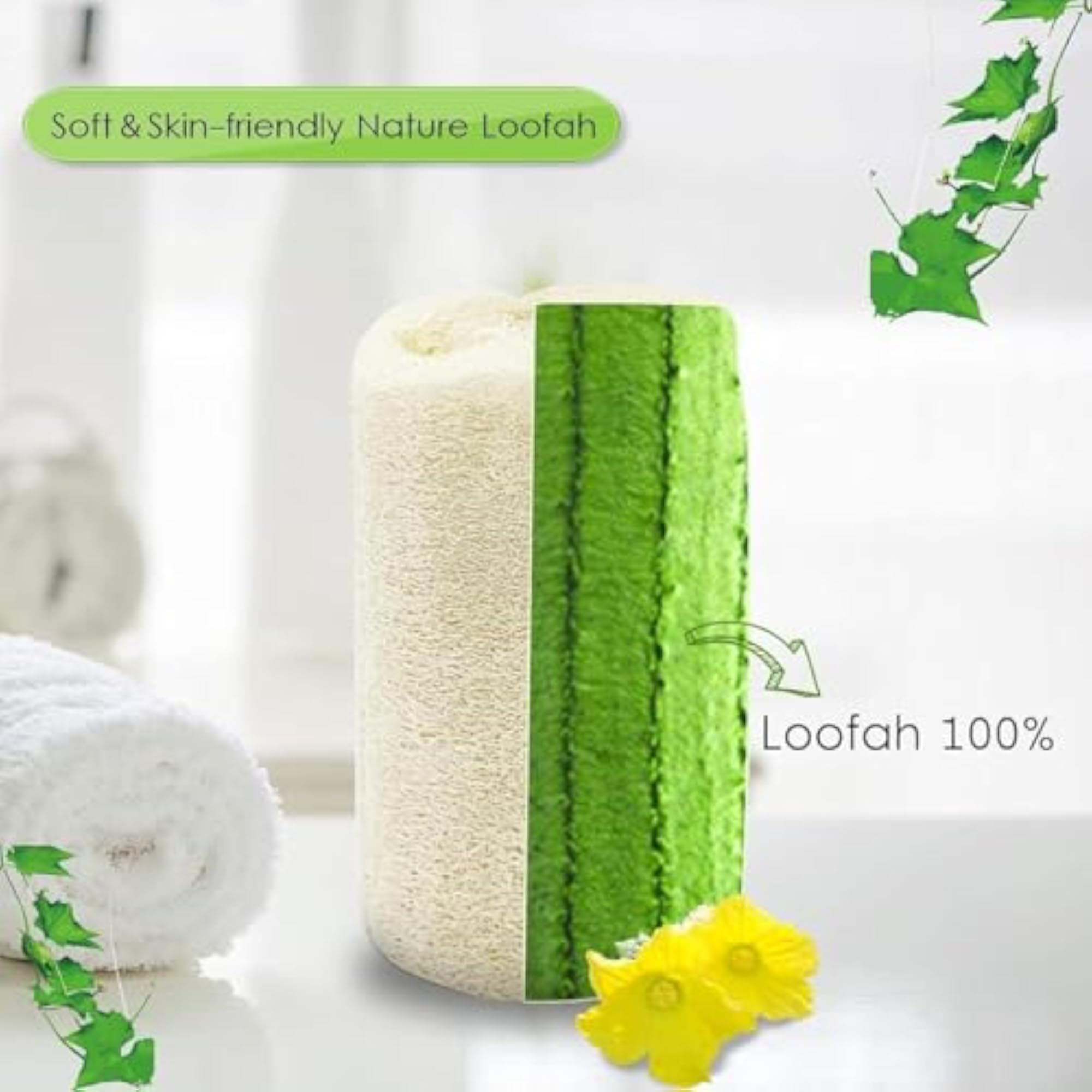 Natural Loofah with Wooden Handle